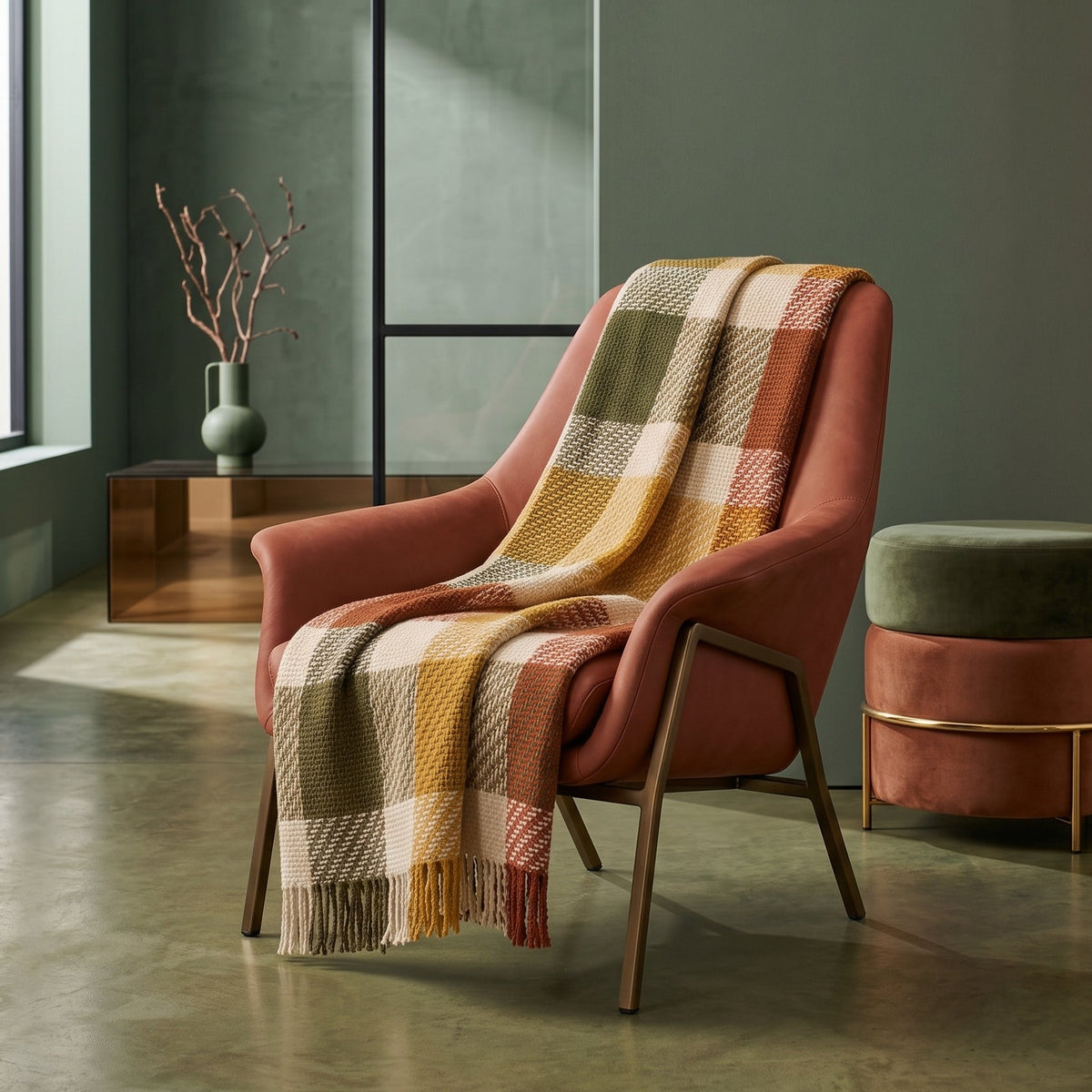 Plaid in Pura Lana Fantasia Check - Dune