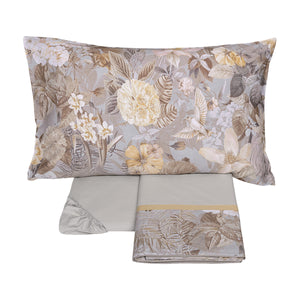 Completo Lenzuola in Raso Di Cotone Fantasia Floreale - Protea