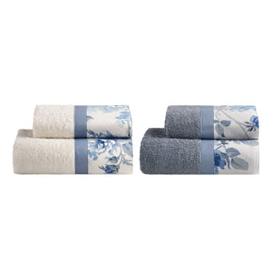 Set 2 Coppie in Spugna di Cotone con Balza in Percalle - Romance
