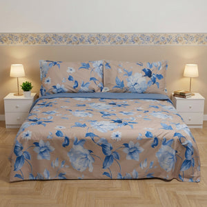 Parure Copripiumino in Percalle di Cotone Fantasia Floreale - Rosewood