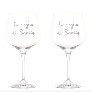 Set 2 Calici da Cocktail in Vetro Serigrafati - Ho voglia di Spritz