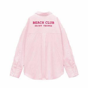 Camicia da Spiaggia in Puro Cotone Rigato - Beach Club