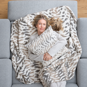 Coperta in Velluto di Cotone Fantasia - Snow Leopard