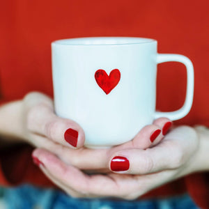 Tazza Colazione in Grès - Cuore Rosso