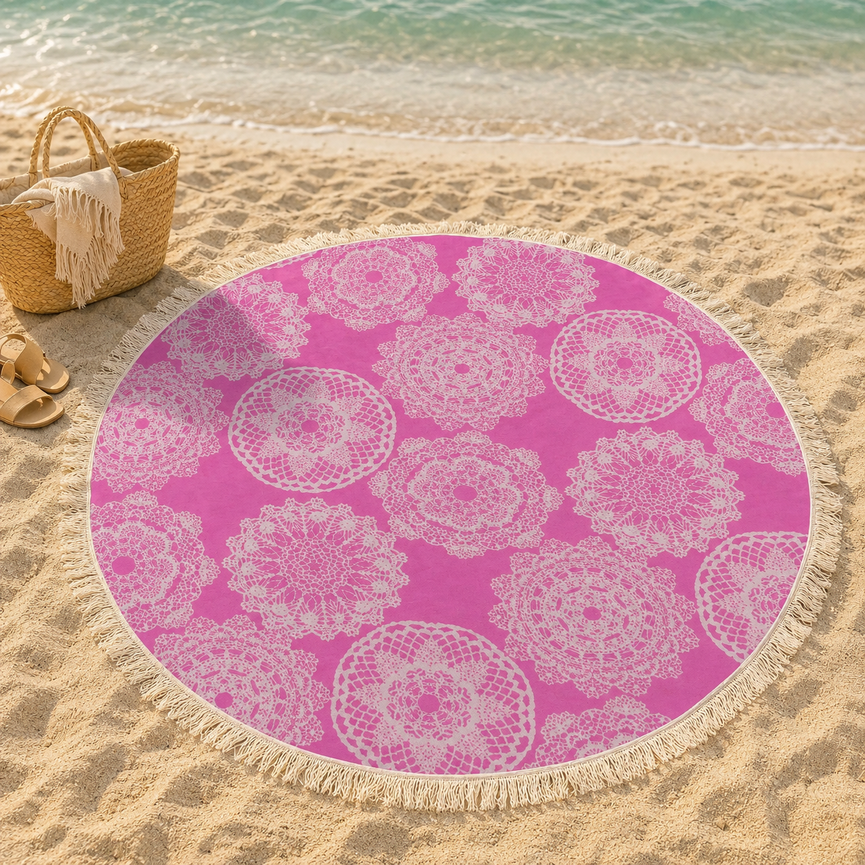 Telo Mare Fouta Rotondo in Cotone e Bambù Doubleface - Round