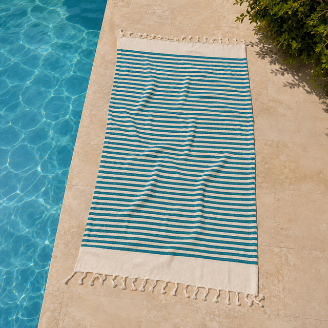 Telo Mare in Fouta di Puro Cotone a Righe Larghe - Alma