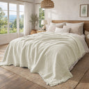Copriletto in Cotone Stonewashed Tinto in Capo con Frangette - Uni Mellow