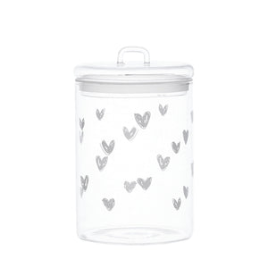 Barattolo in Vetro Borosilicato Serigrafato - Cuori Barattolo Simple Day Bianco 