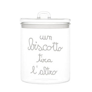 Barattolo in Vetro Borosilicato Serigrafato - Un Biscotto Tira L'Altro Barattolo Simple Day Bianco 