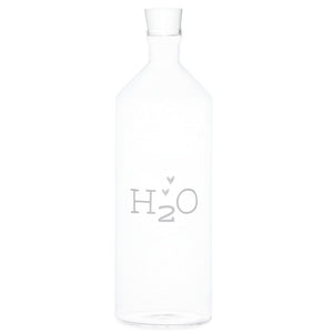 Bottiglia in Vetro Borosilicato Serigrafata - H2o Bottiglia Simple Day Bianco 