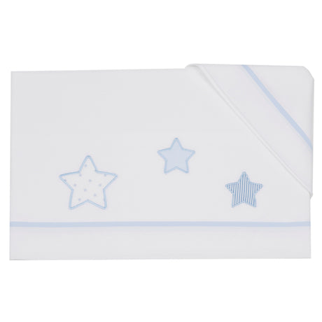 Completo Lenzuolino per Lettino in Puro Cotone Ricamato - Petit Etoile Completo Lenzuolino Lisola Baby Cielo 