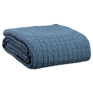Copriletto in puro Cotone Stonewashed tinta unita - Swami Copriletto Vivaraise Singolo Blu 