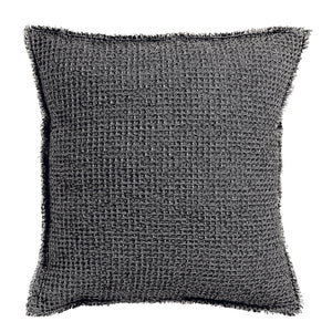 Cuscino a Nido D'Ape Chambray StoneWashed in Cotone Tinta Unita - Maia Chambray Cuscino Vivaraise 45x45 Carbone 