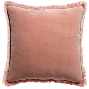 Cuscino in Puro Cotone Vellutato a Frange Tinta Unita - Fara Cuscino Vivaraise 45x45 Rosa 