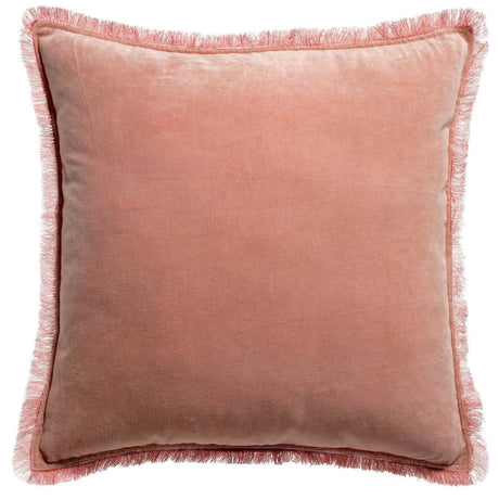 Cuscino in Puro Cotone Vellutato a Frange Tinta Unita - Fara Cuscino Vivaraise 45x45 Rosa 