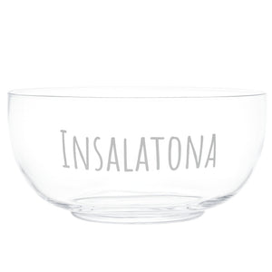 Insalatiera in Vetro Soffiato Serigrafata - Insalatona Insalatiera Simple Day Bianco 