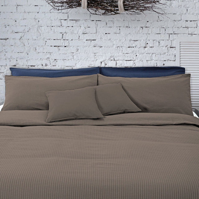 Parure Copripiumino Puro Cotone Tinta Unita No Stiro - Seersucker Copripiumino Daunex 