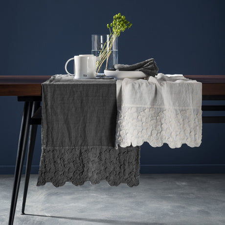 Runner in Puro Lino StoneWashed no Stiro - Primula Runner Fabbrica Del Lino Ferro 