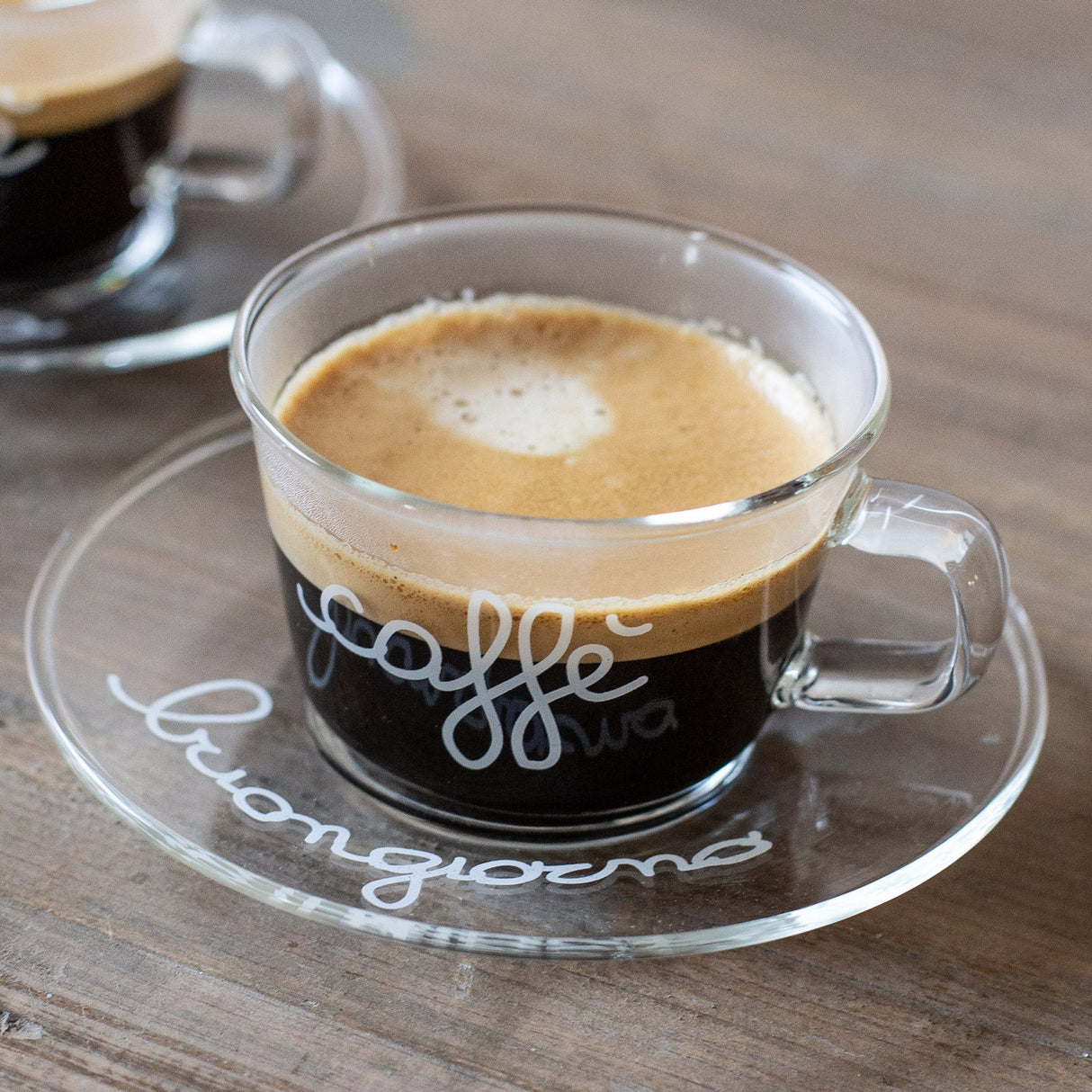Set 2 Tazzine in Vetro Borosilicato Serigrafate - Caffè Buongiorno tazze Simple Day 