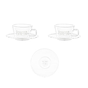 Set 2 Tazzine in Vetro Borosilicato Serigrafate - Espresso tazze Simple Day Bianco 