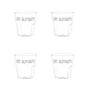 Set 4 Bicchierini in Vetro Borosilicato Serigrafati - Un Amaro Bicchieri Simple Day 