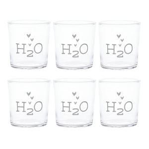 Set 6 Bicchieri Acqua Serigrafati - H2O Bicchieri Simple Day Bianco 