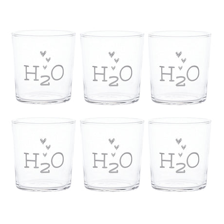 Set 6 Bicchieri Acqua Serigrafati - H2O Bicchieri Simple Day Bianco 