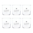 Set 6 Bicchieri Acqua Serigrafati - Happy Bicchieri Simple Day Bianco 