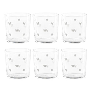 Set 6 Bicchieri Acqua Serigrafati - Tappezzeria Cuori Bicchieri Simple Day Bianco 