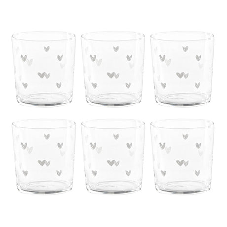 Set 6 Bicchieri Acqua Serigrafati - Tappezzeria Cuori Bicchieri Simple Day Bianco 