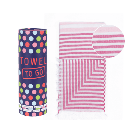 Telo Mare Fouta in Puro Cotone Rigato - Bali Telo Mare Towel to GO Fucsia/Rosa 