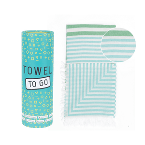 Telo Mare Fouta in Puro Cotone Rigato - Bali Telo Mare Towel to GO Turchese/Verde 
