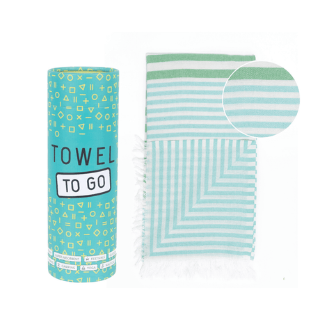 Telo Mare Fouta in Puro Cotone Rigato - Bali Telo Mare Towel to GO Turchese/Verde 
