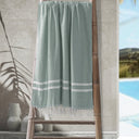 Telo Mare Fouta in Puro Cotone Tinta Unita - Portorico Telo Mare Marinette Saint-Tropez Turchese 
