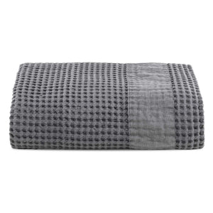 Telo mare XL in Puro Cotone Nido d'ape Stonewashed balza in lino - Palau Telo Mare Lisola Grigio Fumo 